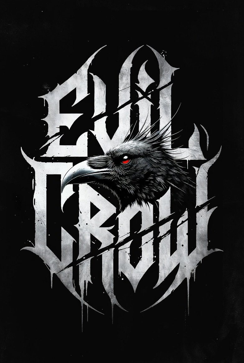 Silbernes Evil-Crow-Logo mit Rabenkopf